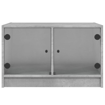 vidaXL Τραπεζάκι Σαλονιού Γκρι Σκυροδ. 68x50x42cm Γυάλινες Πόρτες 1 τεμ.