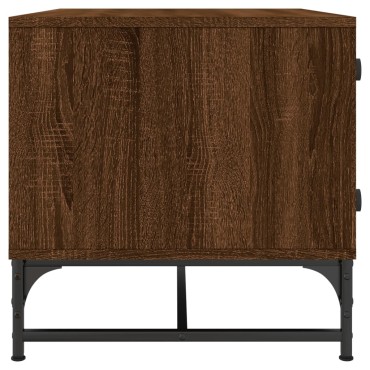 vidaXL Τραπεζάκι Σαλονιού Καφέ Δρυς 68,5x50x50cm με Γυάλινες Πόρτες 1 τεμ.