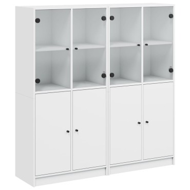 vidaXL Βιβλιοθήκη με Πόρτες Λευκή 136x37x142cm από Επεξεργ. Ξύλο 1 τεμ.