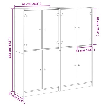 vidaXL Βιβλιοθήκη με Πόρτες Λευκή 136x37x142cm από Επεξεργ. Ξύλο 1 τεμ.