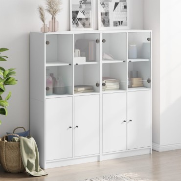vidaXL Βιβλιοθήκη με Πόρτες Λευκή 136x37x142cm από Επεξεργ. Ξύλο 1 τεμ.