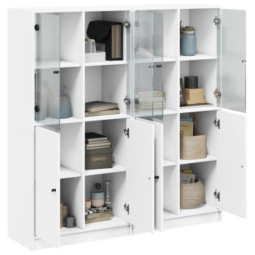 vidaXL Βιβλιοθήκη με Πόρτες Λευκή 136x37x142cm από Επεξεργ. Ξύλο 1 τεμ.