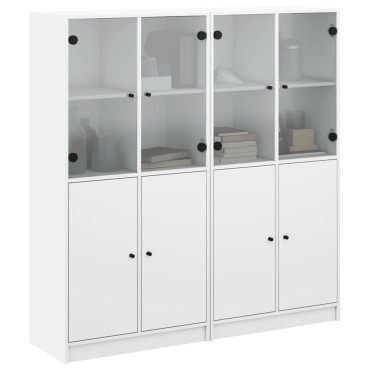 vidaXL Βιβλιοθήκη με Πόρτες Λευκή 136x37x142cm από Επεξεργ. Ξύλο 1 τεμ.