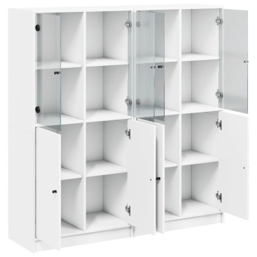vidaXL Βιβλιοθήκη με Πόρτες Λευκή 136x37x142cm από Επεξεργ. Ξύλο 1 τεμ.