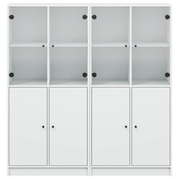 vidaXL Βιβλιοθήκη με Πόρτες Λευκή 136x37x142cm από Επεξεργ. Ξύλο 1 τεμ.