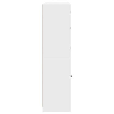vidaXL Βιβλιοθήκη με Πόρτες Λευκή 136x37x142cm από Επεξεργ. Ξύλο 1 τεμ.