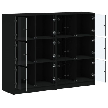 vidaXL Βιβλιοθήκη με Πόρτες Μαύρη 136x37x109cm Επεξ. Ξύλο 1 τεμ.