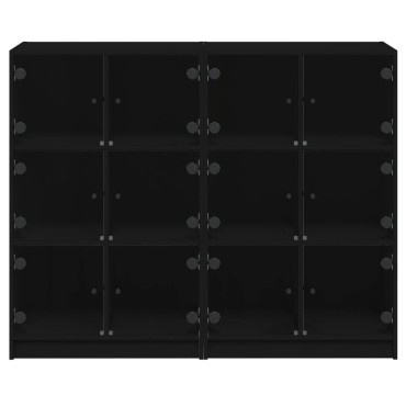 vidaXL Βιβλιοθήκη με Πόρτες Μαύρη 136x37x109cm Επεξ. Ξύλο 1 τεμ.
