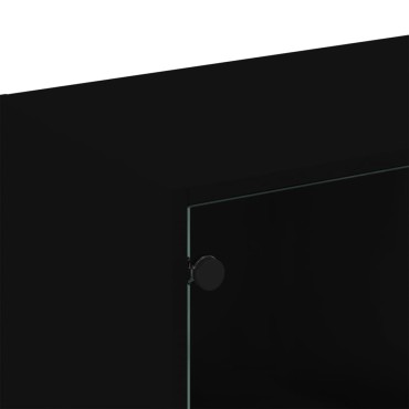 vidaXL Βιβλιοθήκη με Πόρτες Μαύρη 136x37x109cm Επεξ. Ξύλο 1 τεμ.