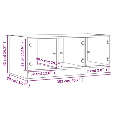 vidaXL Τραπεζάκι Σαλονιού Μαύρο 102x50x42cm με Γυάλινες Πόρτες 1 τεμ.