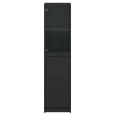vidaXL Ντουλάπι Μαύρο 35x37x142cm με Γυάλινες Πόρτες 1 τεμ.
