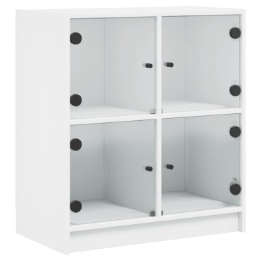 vidaXL Βοηθητικό Ντουλάπι Λευκό 68x37x75,5cm με Γυάλινες Πόρτες 1 τεμ.
