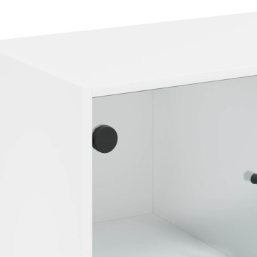 vidaXL Βοηθητικό Ντουλάπι Λευκό 68x37x75,5cm με Γυάλινες Πόρτες 1 τεμ.