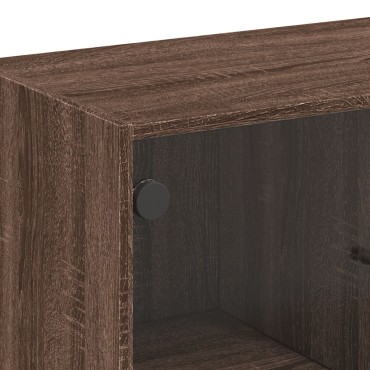 vidaXL Βοηθητικό Ντουλάπι Καφέ Δρυς 68x37x75,5cm Γυάλινες Πόρτες 1 τεμ.