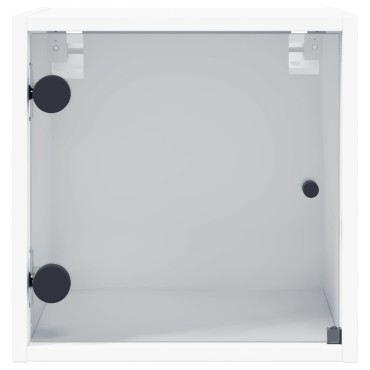 vidaXL Κομοδίνα 2 τεμ. Λευκά 35x37x35cm με Γυάλινες Πόρτες