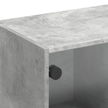 vidaXL Έπιπλο Τηλεόρασης Γκρι Σκυροδ. 102x37x42cm Γυάλινες Πόρτες