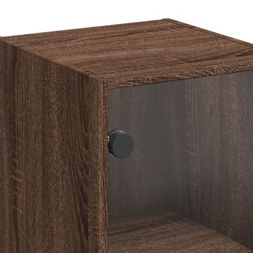 vidaXL Ντουλάπι Τοίχου Καφέ Δρυς 35x37x68,5cm Γυάλινες Πόρτες 1 τεμ.
