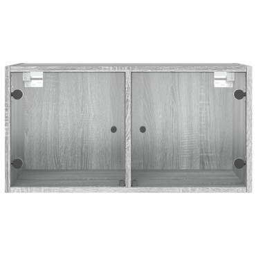 vidaXL Ντουλάπι Τοίχου Γκρι Sonoma 68,5x37x35cm με Γυάλινες Πόρτες 1 τεμ.
