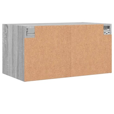 vidaXL Ντουλάπι Τοίχου Γκρι Sonoma 68,5x37x35cm με Γυάλινες Πόρτες 1 τεμ.