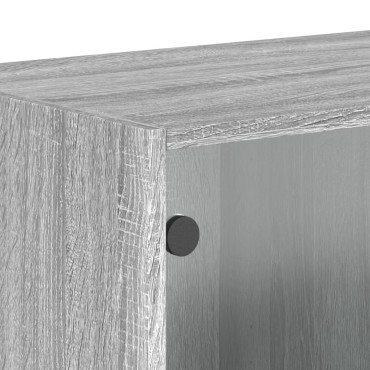 vidaXL Ντουλάπι Τοίχου Γκρι Sonoma 68,5x37x35cm με Γυάλινες Πόρτες 1 τεμ.