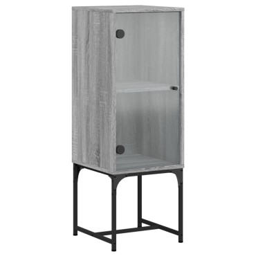 vidaXL Βοηθητικό Ντουλάπι Sonoma Γκρι 35x37x100cm με Γυάλινες Πόρτες 1 τεμ.