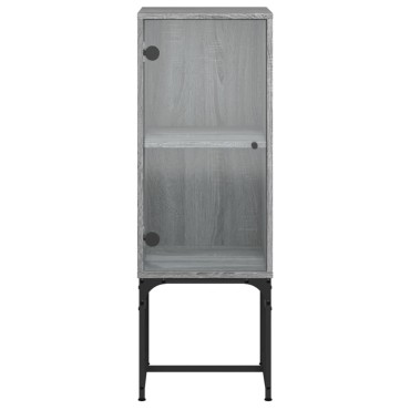 vidaXL Βοηθητικό Ντουλάπι Sonoma Γκρι 35x37x100cm με Γυάλινες Πόρτες 1 τεμ.