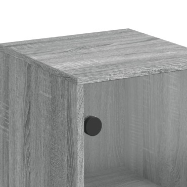 vidaXL Βοηθητικό Ντουλάπι Sonoma Γκρι 35x37x100cm με Γυάλινες Πόρτες 1 τεμ.