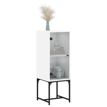 vidaXL Βοηθητικό Ντουλάπι Λευκό 35x37x100cm με Γυάλινες Πόρτες 1 τεμ.