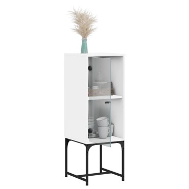 vidaXL Βοηθητικό Ντουλάπι Λευκό 35x37x100cm με Γυάλινες Πόρτες 1 τεμ.