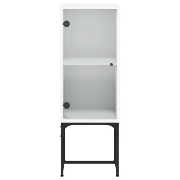 vidaXL Βοηθητικό Ντουλάπι Λευκό 35x37x100cm με Γυάλινες Πόρτες 1 τεμ.