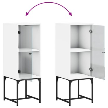 vidaXL Βοηθητικό Ντουλάπι Λευκό 35x37x100cm με Γυάλινες Πόρτες 1 τεμ.