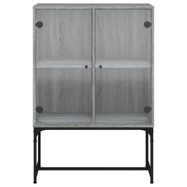 vidaXL Βοηθητικό Ντουλάπι Sonoma Γκρι 69x37x100cm με Γυάλινες Πόρτες 1 τεμ.