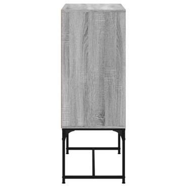 vidaXL Βοηθητικό Ντουλάπι Sonoma Γκρι 69x37x100cm με Γυάλινες Πόρτες 1 τεμ.