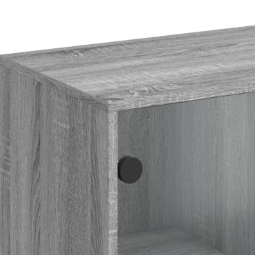 vidaXL Βοηθητικό Ντουλάπι Sonoma Γκρι 69x37x100cm με Γυάλινες Πόρτες 1 τεμ.