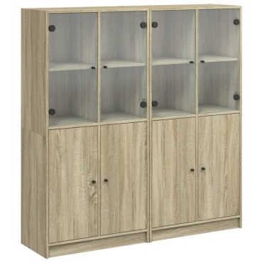 vidaXL Βιβλιοθήκη με Πόρτες Sonoma Δρυς 136x37x142cm Επεξ. Ξύλο 1 τεμ.