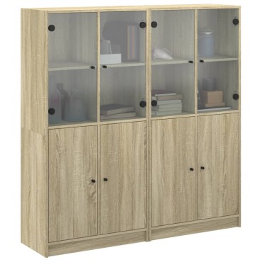 vidaXL Βιβλιοθήκη με Πόρτες Sonoma Δρυς 136x37x142cm Επεξ. Ξύλο 1 τεμ.