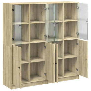 vidaXL Βιβλιοθήκη με Πόρτες Sonoma Δρυς 136x37x142cm Επεξ. Ξύλο 1 τεμ.