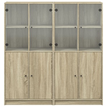 vidaXL Βιβλιοθήκη με Πόρτες Sonoma Δρυς 136x37x142cm Επεξ. Ξύλο 1 τεμ.