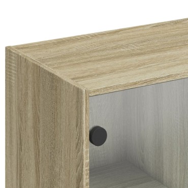 vidaXL Βιβλιοθήκη με Πόρτες Sonoma Δρυς 136x37x142cm Επεξ. Ξύλο 1 τεμ.