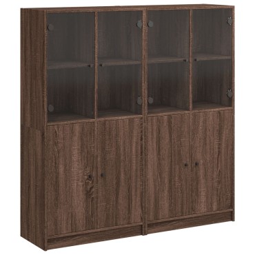 vidaXL Βιβλιοθήκη με Πόρτες Καφέ Δρυς 136x37x142cm Επεξ. Ξύλο 1 τεμ.