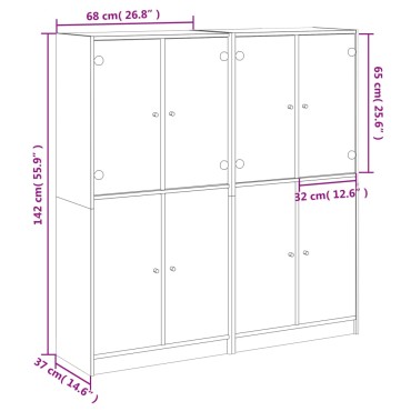 vidaXL Βιβλιοθήκη με Πόρτες Καφέ Δρυς 136x37x142cm Επεξ. Ξύλο 1 τεμ.