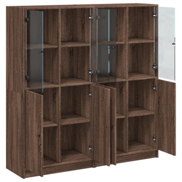 vidaXL Βιβλιοθήκη με Πόρτες Καφέ Δρυς 136x37x142cm Επεξ. Ξύλο 1 τεμ.