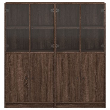 vidaXL Βιβλιοθήκη με Πόρτες Καφέ Δρυς 136x37x142cm Επεξ. Ξύλο 1 τεμ.