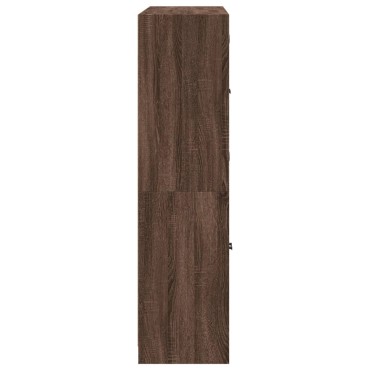 vidaXL Βιβλιοθήκη με Πόρτες Καφέ Δρυς 136x37x142cm Επεξ. Ξύλο 1 τεμ.