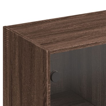 vidaXL Βιβλιοθήκη με Πόρτες Καφέ Δρυς 136x37x142cm Επεξ. Ξύλο 1 τεμ.