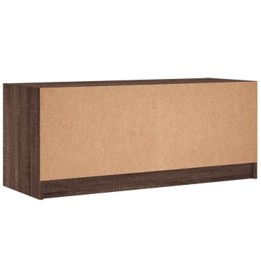 vidaXL Έπιπλο Τηλεόρασης Καφέ Δρυς 102x37x42cm Γυάλινες Πόρτες