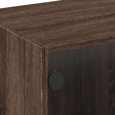 vidaXL Έπιπλο Τηλεόρασης Καφέ Δρυς 102x37x42cm Γυάλινες Πόρτες