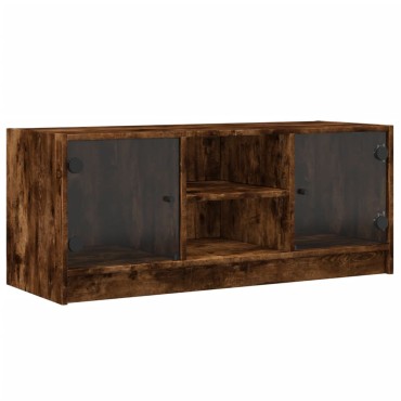 vidaXL Έπιπλο Τηλεόρασης Καπνιστή Δρυς 102x37x42cm Γυάλινες Πόρτες