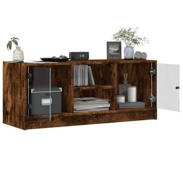 vidaXL Έπιπλο Τηλεόρασης Καπνιστή Δρυς 102x37x42cm Γυάλινες Πόρτες