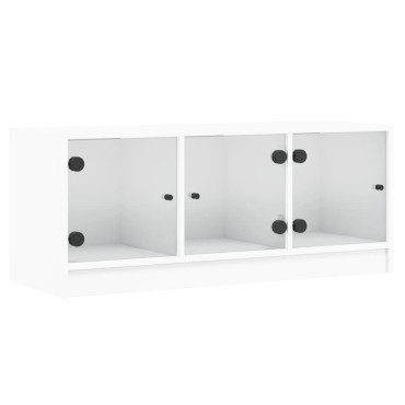 vidaXL Έπιπλο Τηλεόρασης Λευκό 102x37x42cm με Γυάλινες Πόρτες
